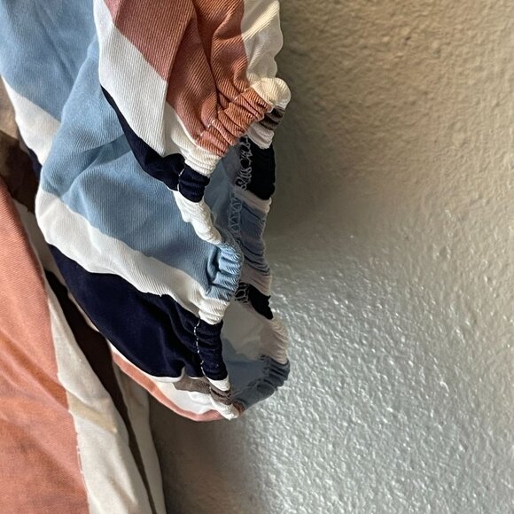 Sadie & Sage Striped Puff-Sleeve Mini summer Dress Smocked Back Multicolor - Picture 6 of 11